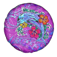 Dolphin Polynesia Spare Tire Cover Hibiscus Tropical Wave - Purple Vibes