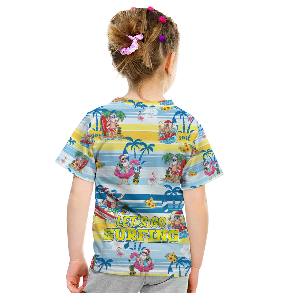 Surfing Christmas Kid T Shirt Tropical Santa Let's Go Surfing DT02 - Polynesian Pride