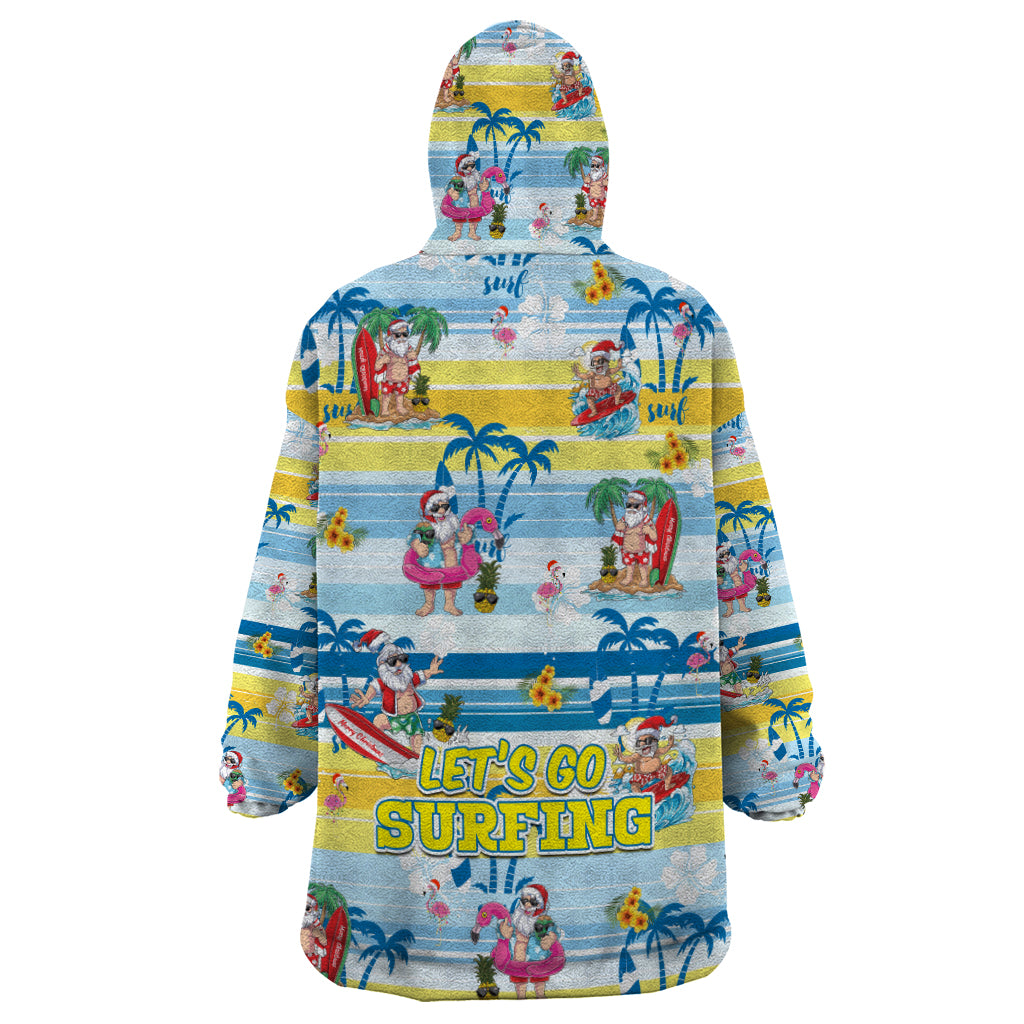 Surfing Christmas Wearable Blanket Hoodie Tropical Santa Let's Go Surfing DT02 - Polynesian Pride
