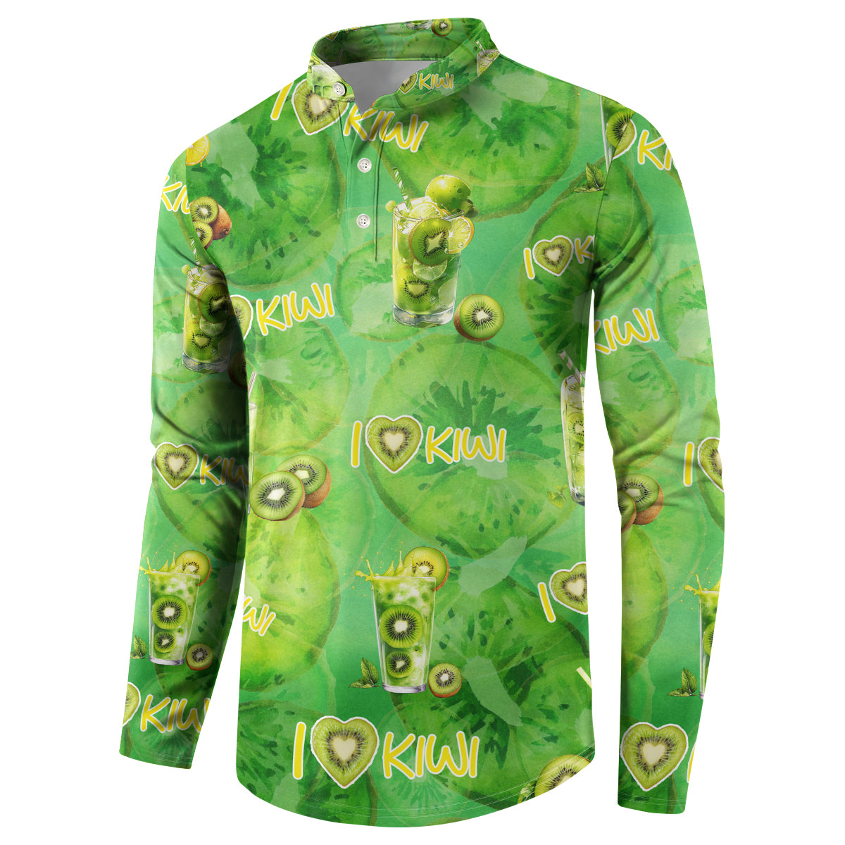 I Love Kiwi Button Sweatshirt New Zealand Kiwi Fruit Summer Cocktail