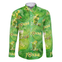 I Love Kiwi Family Matching Long Sleeve Bodycon Dress and Hawaiian Shirt New Zealand Kiwi Fruit Summer Cocktail DT02 Dad's Shirt - Long Sleeve Green - Polynesian Pride