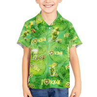 I Love Kiwi Family Matching Puletasi and Hawaiian Shirt New Zealand Kiwi Fruit Summer Cocktail DT02 Son's Shirt Green - Polynesian Pride
