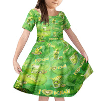 I Love Kiwi Family Matching Short Sleeve Bodycon Dress and Hawaiian Shirt New Zealand Kiwi Fruit Summer Cocktail DT02 Daughter's Dress Green - Polynesian Pride