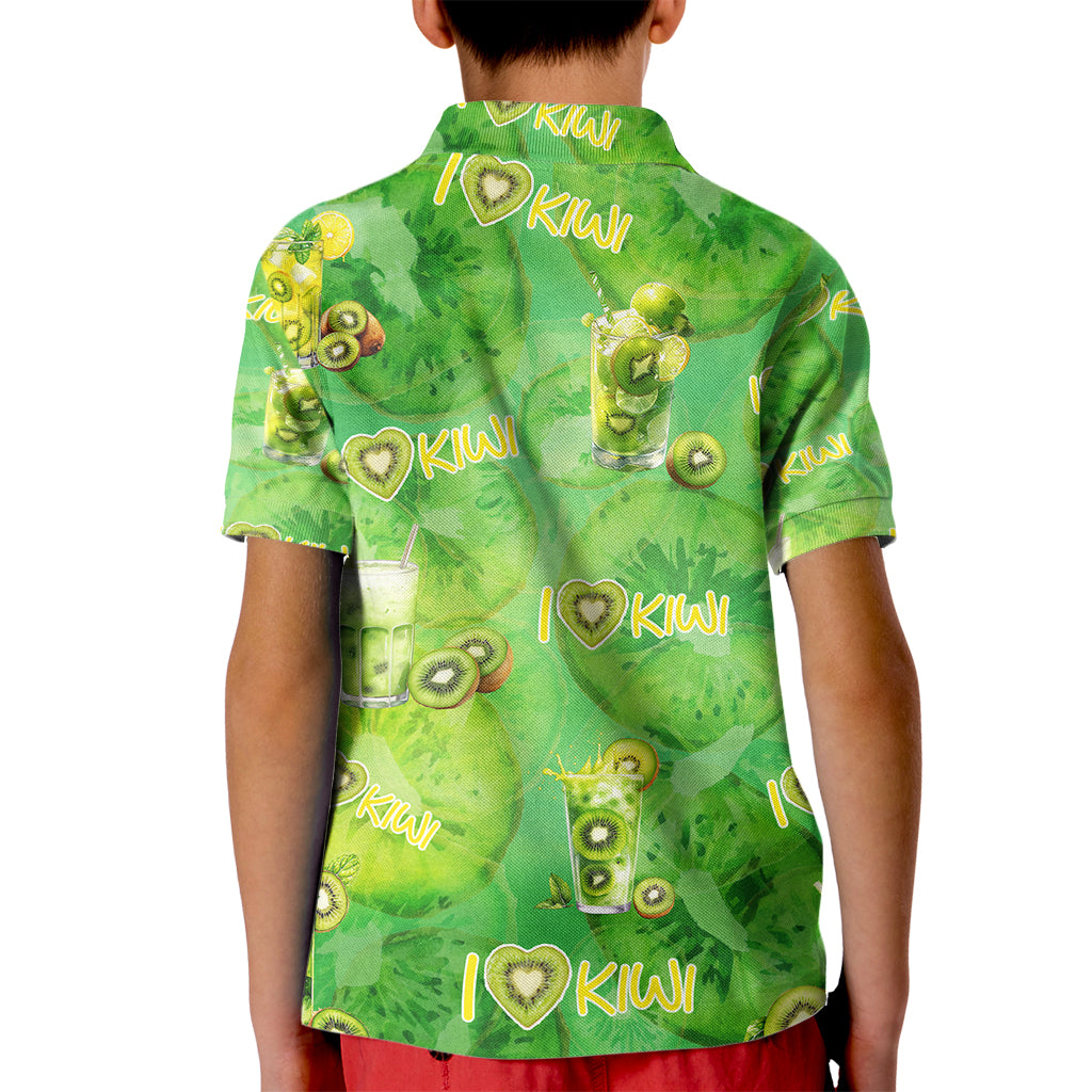 I Love Kiwi Kid Polo Shirt New Zealand Kiwi Fruit Summer Cocktail