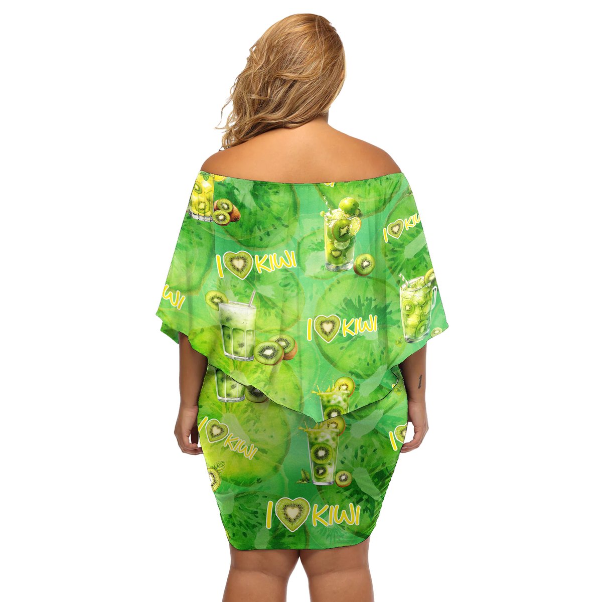 I Love Kiwi Off Shoulder Short Dress New Zealand Kiwi Fruit Summer Cocktail