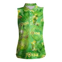 I Love Kiwi Women Sleeveless Polo Shirt New Zealand Kiwi Fruit Summer Cocktail