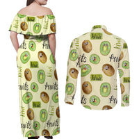 Kiwi Cute Humorous Couples Matching Off Shoulder Maxi Dress and Long Sleeve Button Shirt New Zealand Fruit