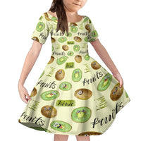 Kiwi Cute Humorous Family Matching Long Sleeve Bodycon Dress and Hawaiian Shirt New Zealand Fruit DT02 Daughter's Dress Yellow - Polynesian Pride