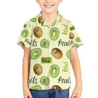 Kiwi Cute Humorous Family Matching Long Sleeve Bodycon Dress and Hawaiian Shirt New Zealand Fruit DT02 Son's Shirt Yellow - Polynesian Pride