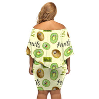 Kiwi Cute Humorous Family Matching Off Shoulder Short Dress and Hawaiian Shirt New Zealand Fruit