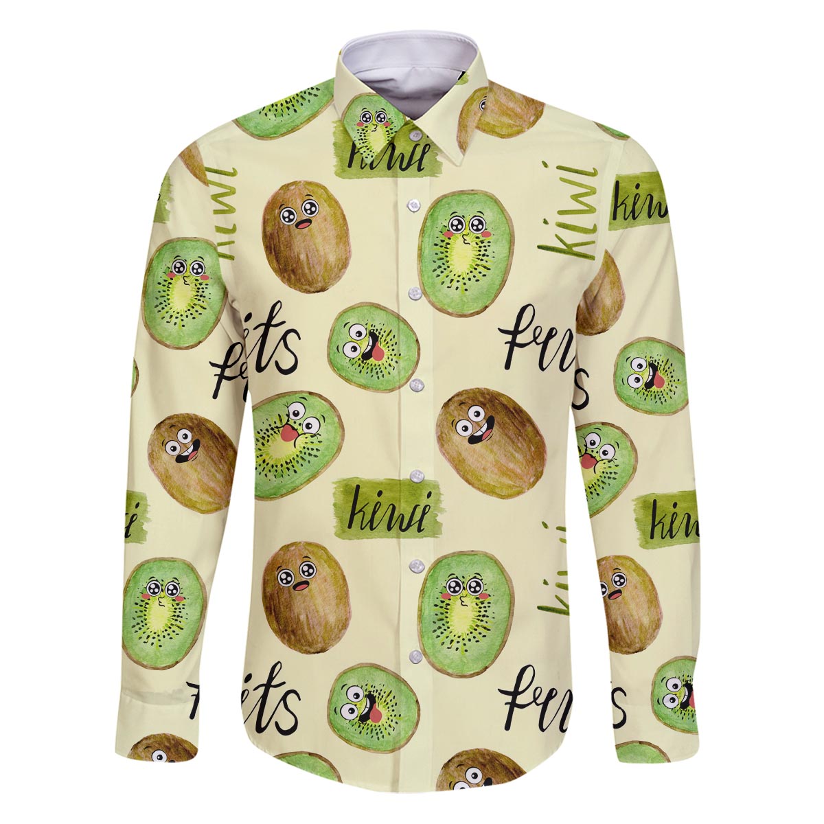 Kiwi Cute Humorous Family Matching Puletasi and Hawaiian Shirt New Zealand Fruit DT02 Dad's Shirt - Long Sleeve Yellow - Polynesian Pride