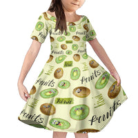 Kiwi Cute Humorous Family Matching Short Sleeve Bodycon Dress and Hawaiian Shirt New Zealand Fruit DT02 Daughter's Dress Yellow - Polynesian Pride