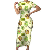 Kiwi Cute Humorous Family Matching Short Sleeve Bodycon Dress and Hawaiian Shirt New Zealand Fruit DT02 Mom's Dress Yellow - Polynesian Pride