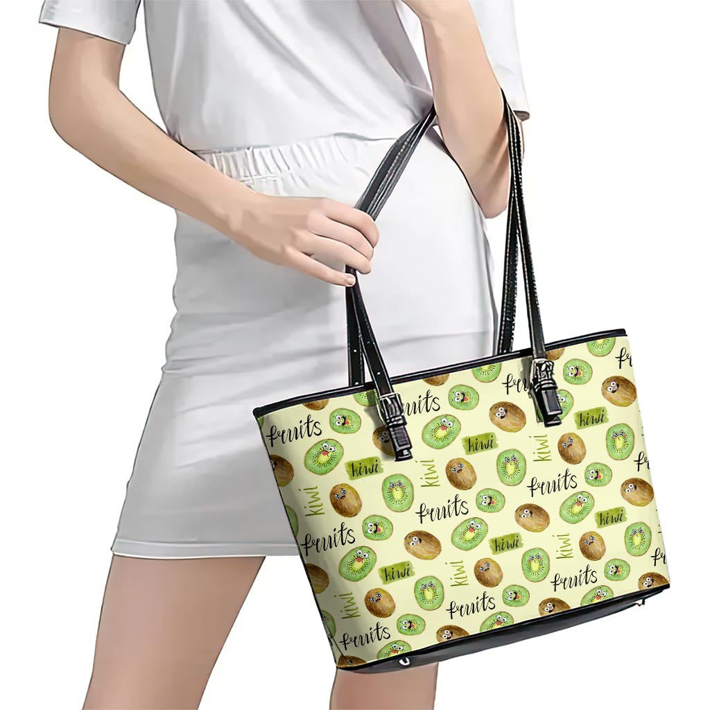Kiwi Cute Humorous Leather Tote Bag New Zealand Fruit DT02 - Polynesian Pride