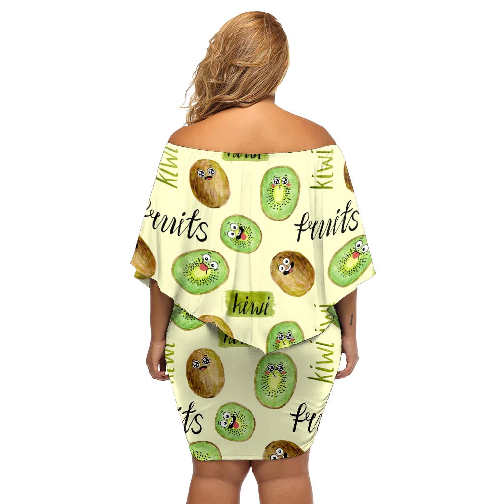 Kiwi Cute Humorous Off Shoulder Short Dress New Zealand Fruit