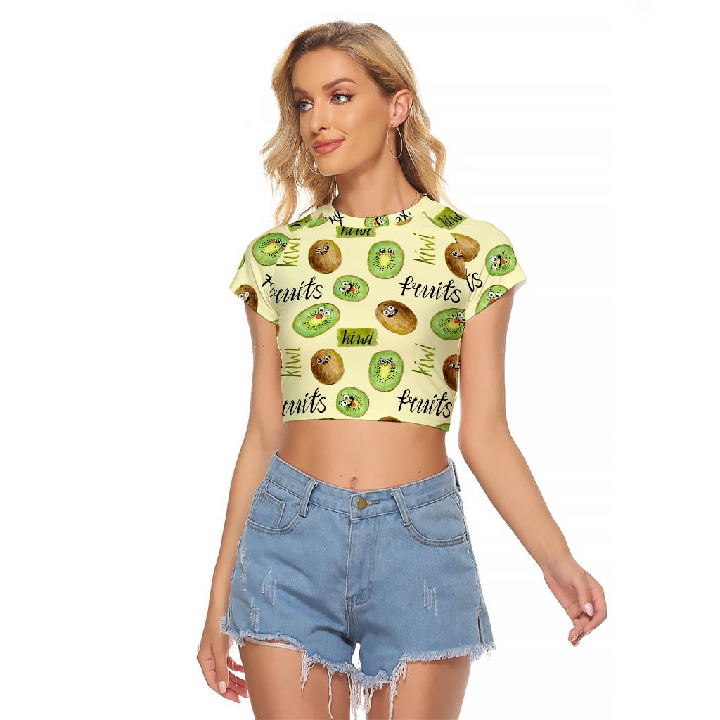 Kiwi Cute Humorous Raglan Cropped T Shirt New Zealand Fruit