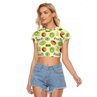 Kiwi Cute Humorous Raglan Cropped T Shirt New Zealand Fruit