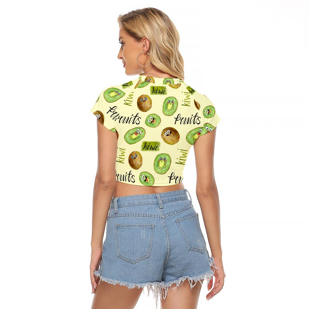 Kiwi Cute Humorous Raglan Cropped T Shirt New Zealand Fruit