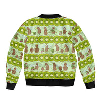 New Zealand Kiwi Fruit Witty Kiwi Bird Sleeve Zip Bomber Jacket