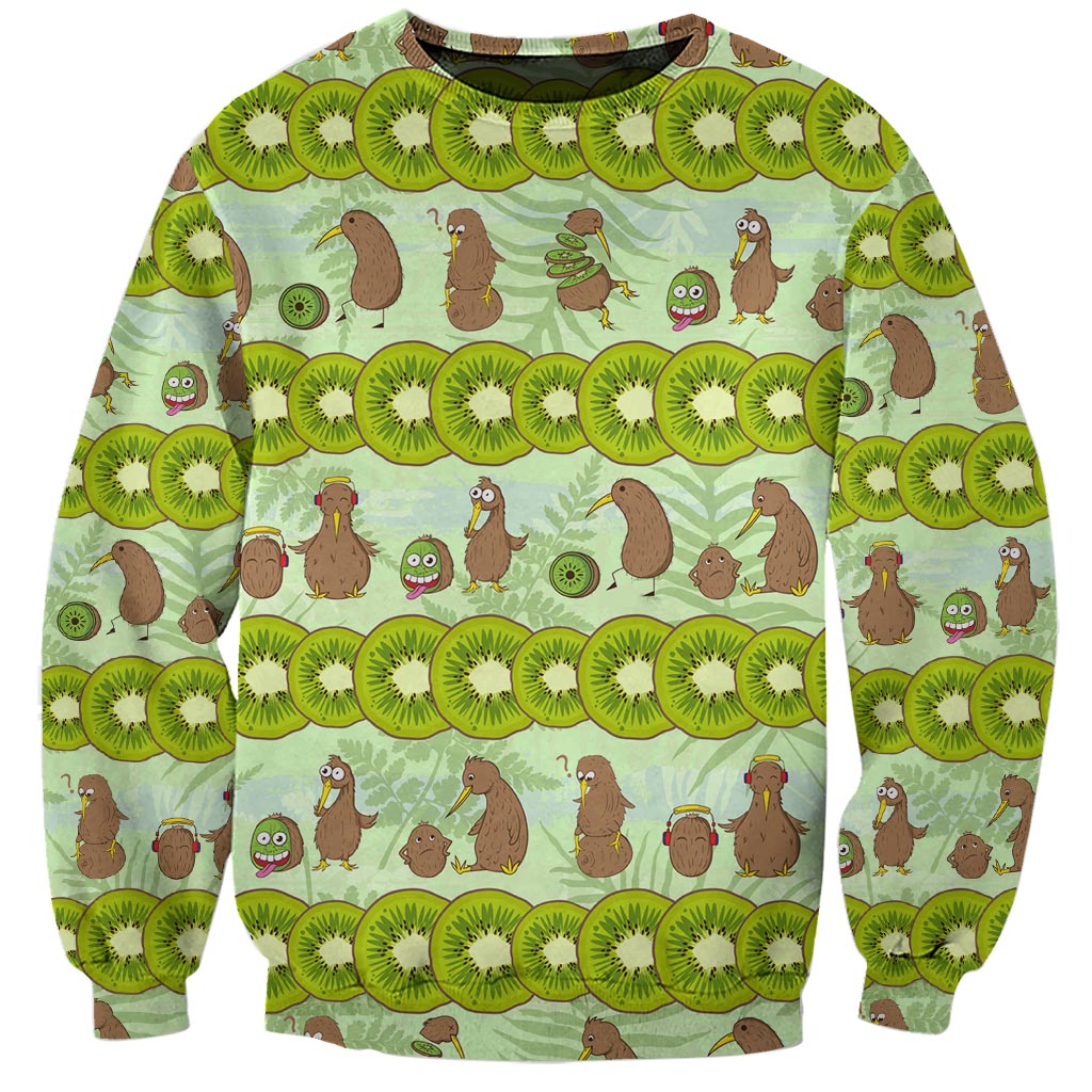 New Zealand Kiwi Fruit Witty Kiwi Bird Sweatshirt DT02 Unisex Green - Polynesian Pride