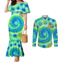 Just a Girl Who Loves Kiwis Couples Matching Mermaid Dress and Long Sleeve Button Shirt New Zealand Tie Dye