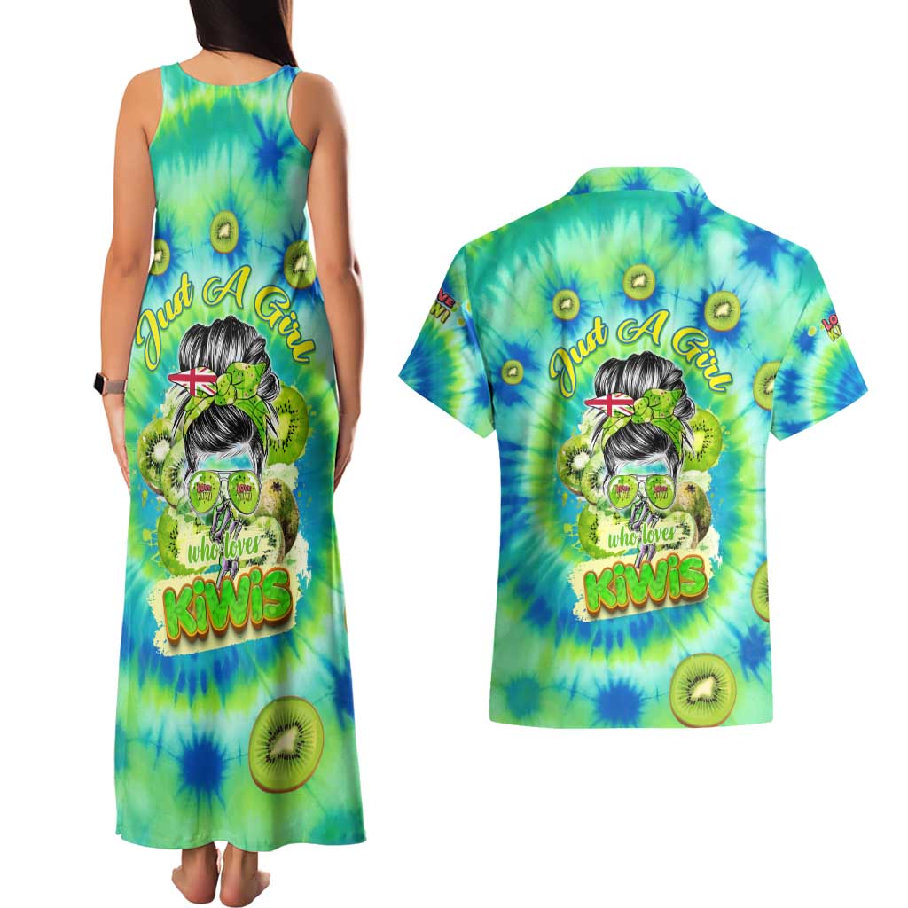 Just a Girl Who Loves Kiwis Couples Matching Tank Maxi Dress and Hawaiian Shirt New Zealand Tie Dye