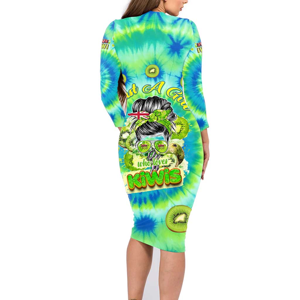 Just a Girl Who Loves Kiwis Family Matching Long Sleeve Bodycon Dress and Hawaiian Shirt New Zealand Tie Dye DT02 - Polynesian Pride