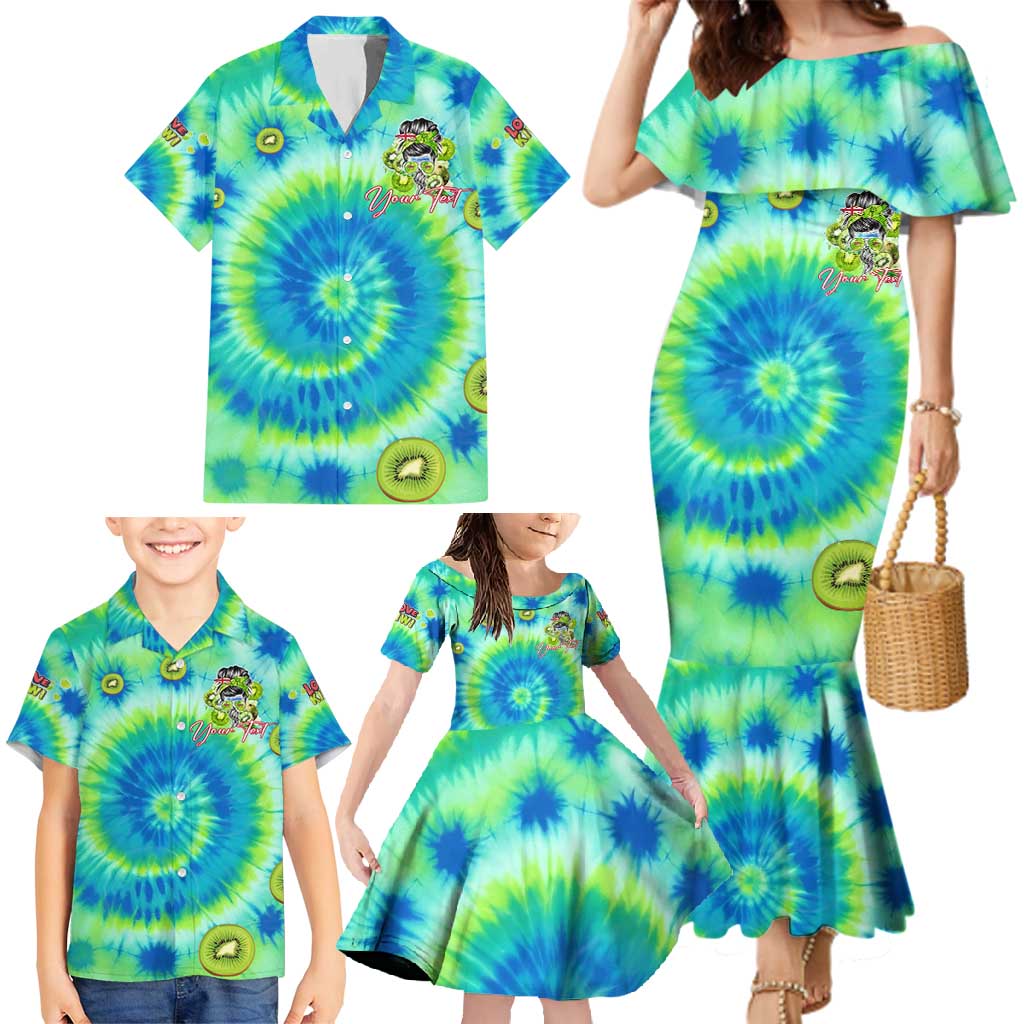 Just a Girl Who Loves Kiwis Family Matching Mermaid Dress and Hawaiian Shirt New Zealand Tie Dye