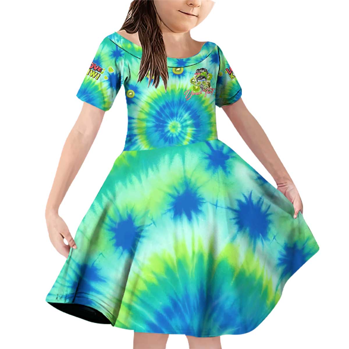 Just a Girl Who Loves Kiwis Family Matching Off Shoulder Short Dress and Hawaiian Shirt New Zealand Tie Dye