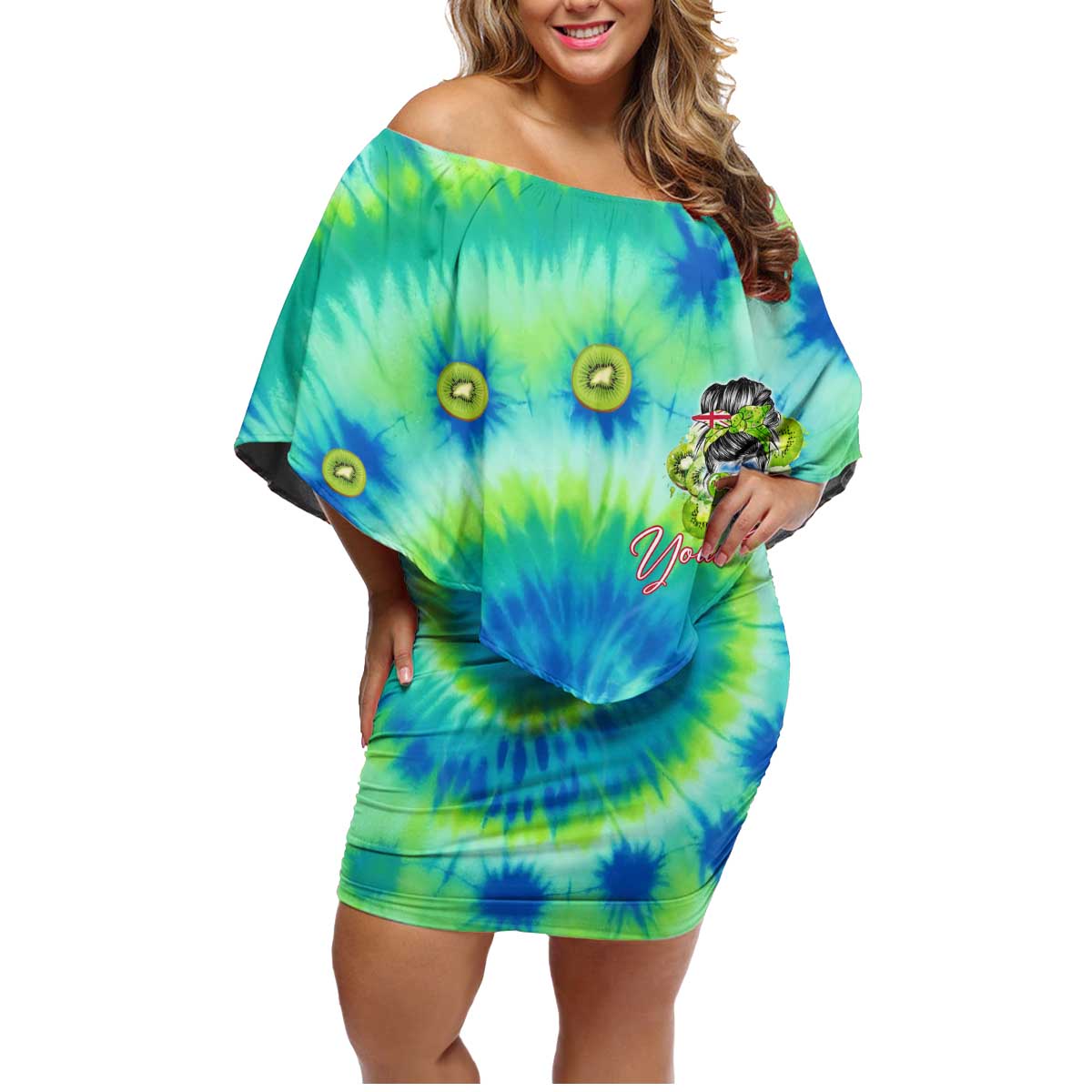 Just a Girl Who Loves Kiwis Family Matching Off Shoulder Short Dress and Hawaiian Shirt New Zealand Tie Dye