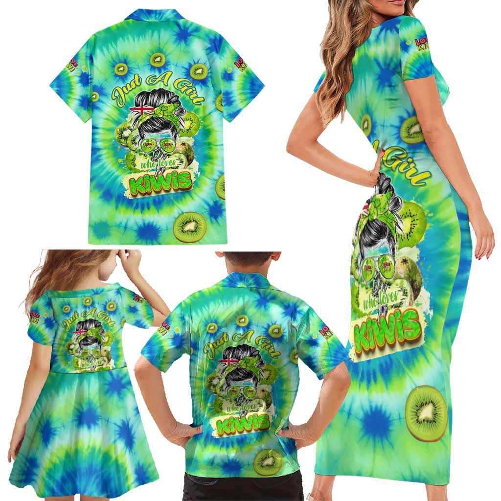 Just a Girl Who Loves Kiwis Family Matching Short Sleeve Bodycon Dress and Hawaiian Shirt New Zealand Tie Dye DT02 - Polynesian Pride