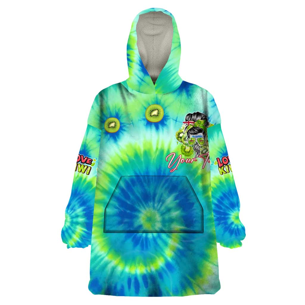 Just a Girl Who Loves Kiwis Wearable Blanket Hoodie New Zealand Tie Dye