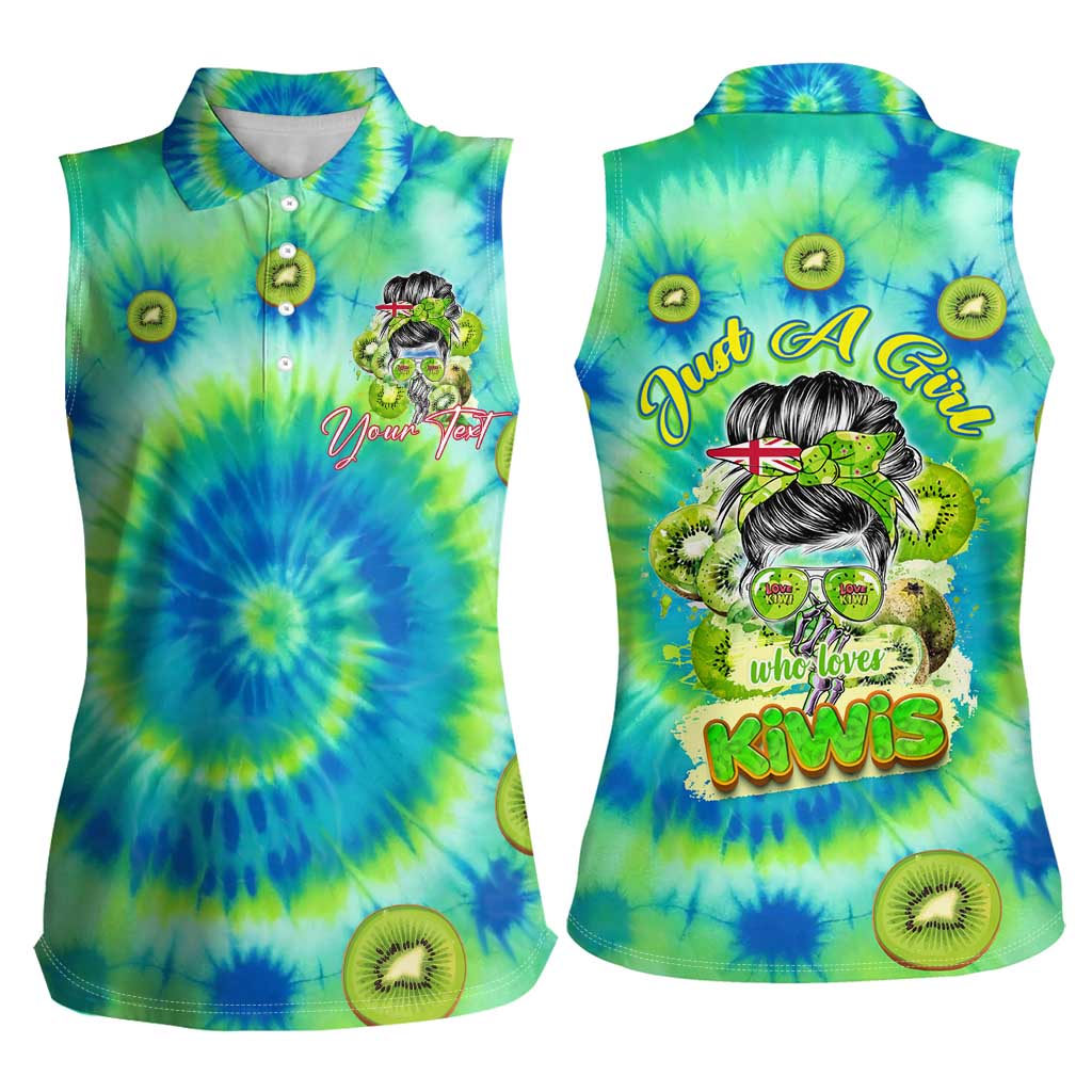 Just a Girl Who Loves Kiwis Women Sleeveless Polo Shirt New Zealand Tie Dye