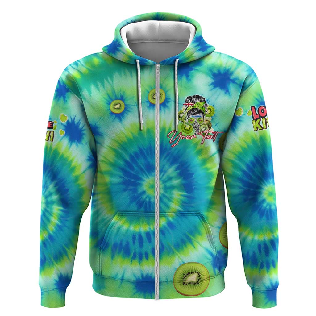 Just a Girl Who Loves Kiwis Zip Hoodie New Zealand Tie Dye