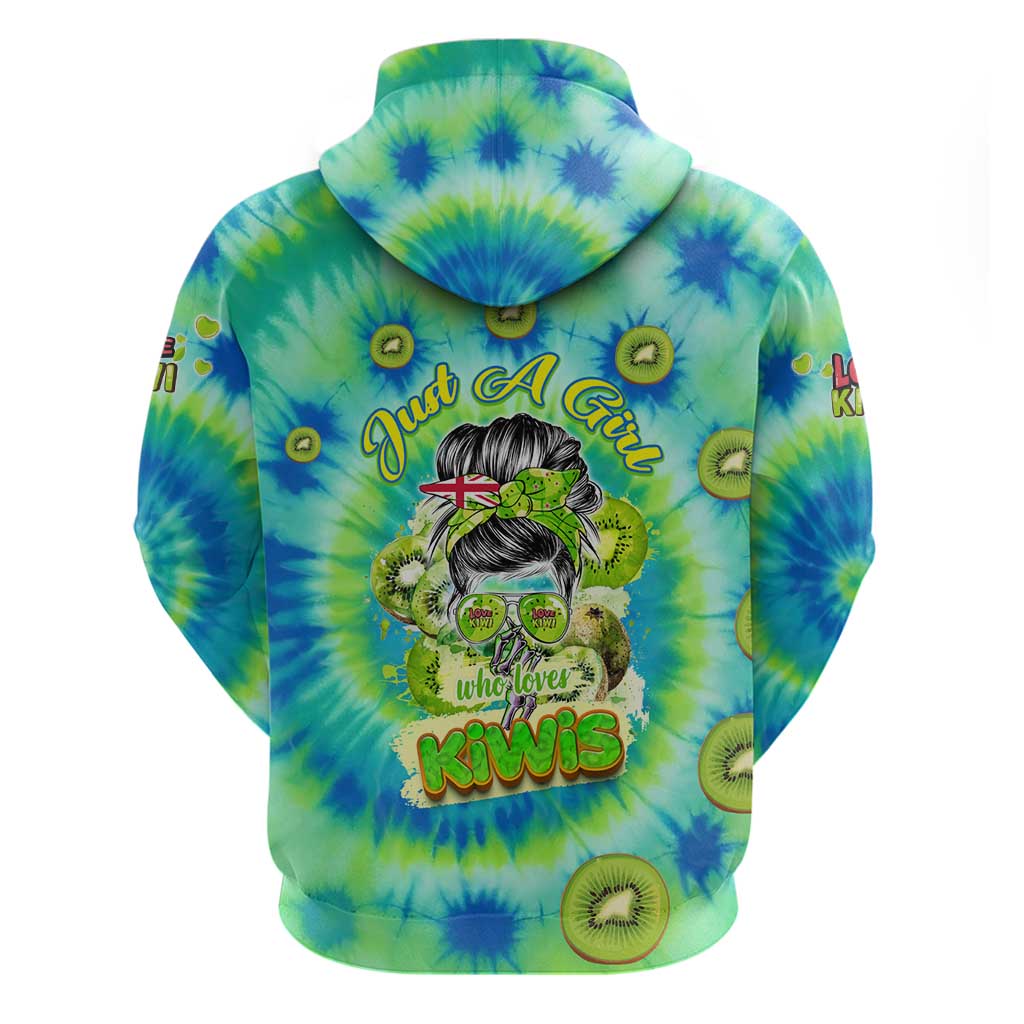 Just a Girl Who Loves Kiwis Zip Hoodie New Zealand Tie Dye DT02 - Polynesian Pride