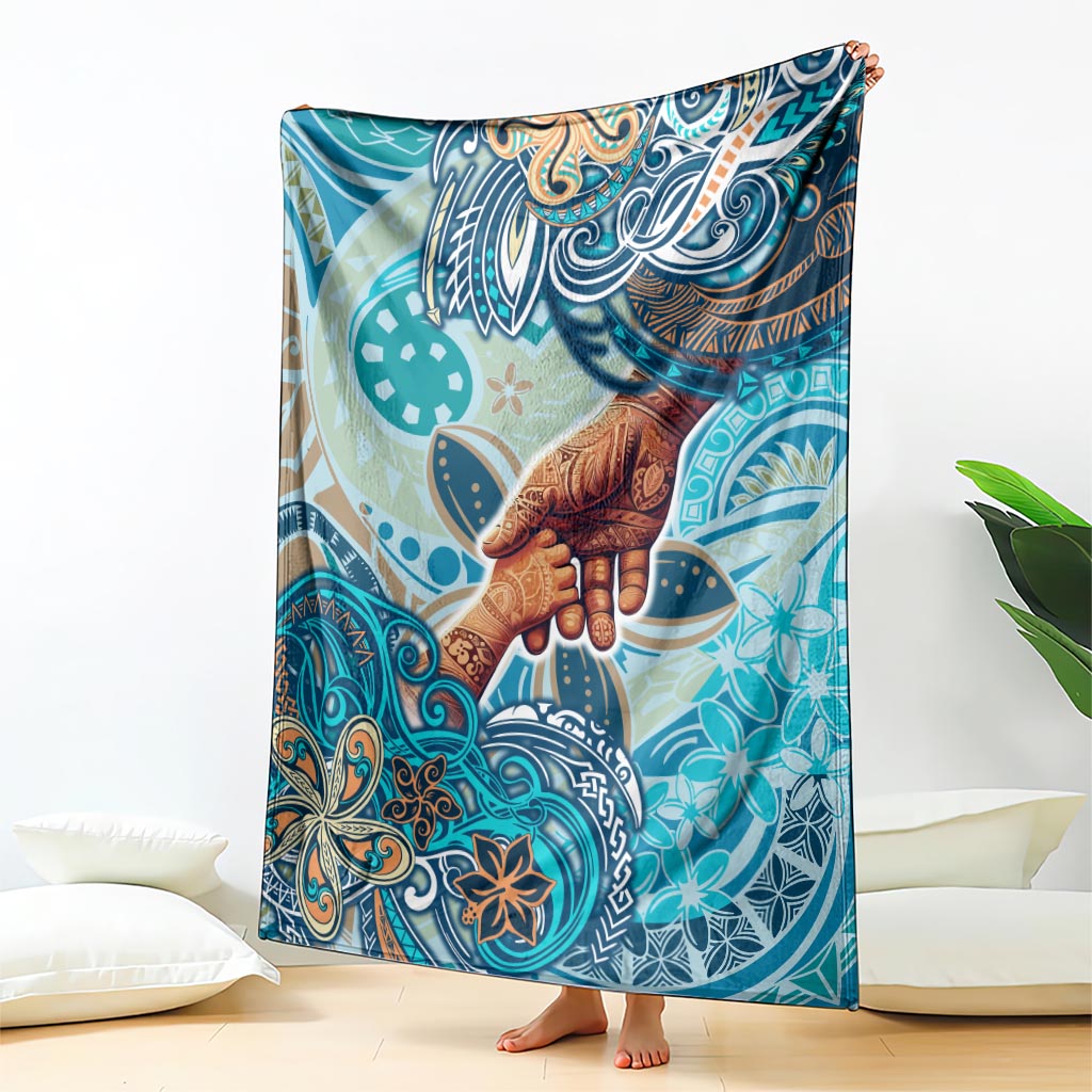 Hand In Hand Father's Day Polynesian Blanket Tribal Flower Pattern DT02 - Polynesian Pride