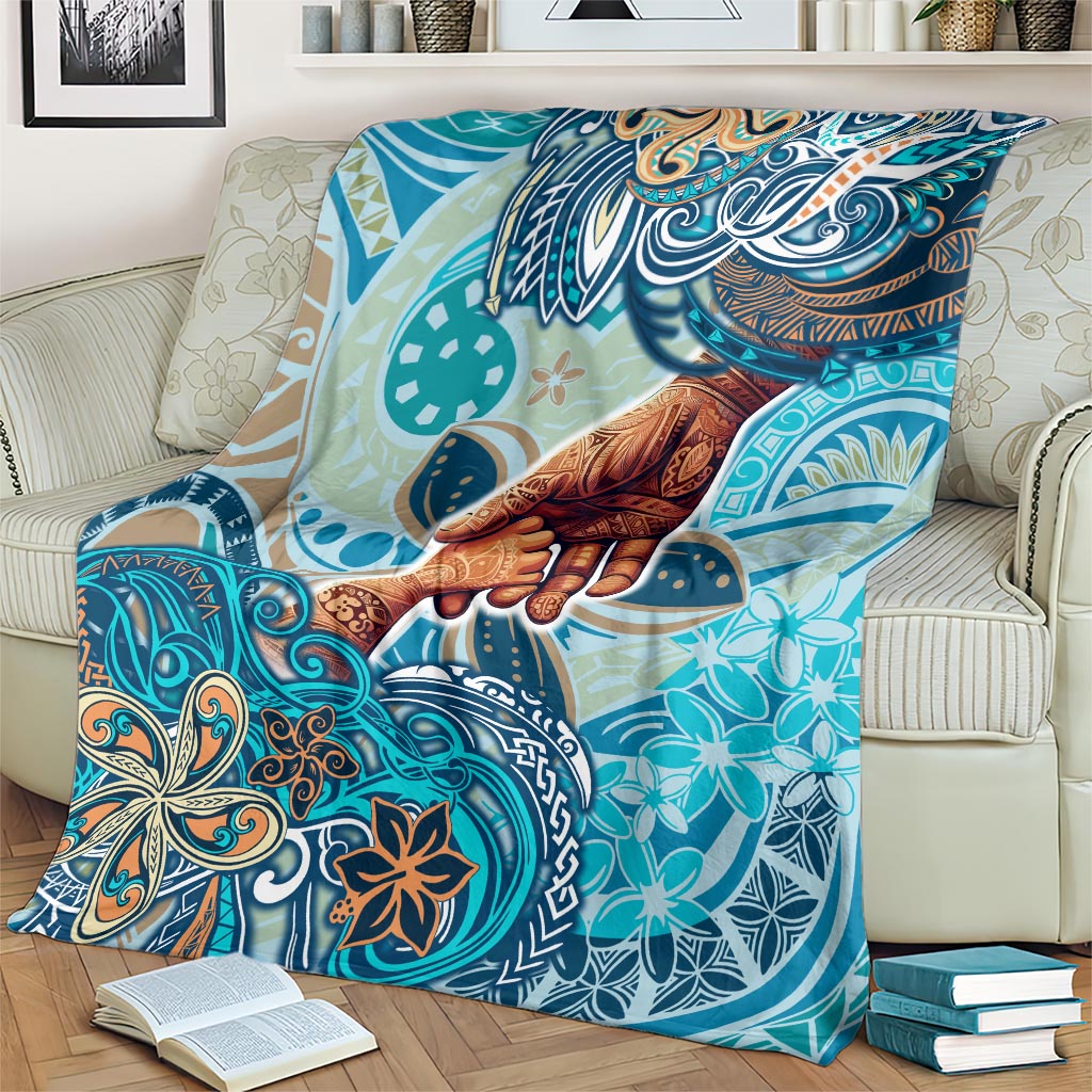 Hand In Hand Father's Day Polynesian Blanket Tribal Flower Pattern DT02 - Polynesian Pride