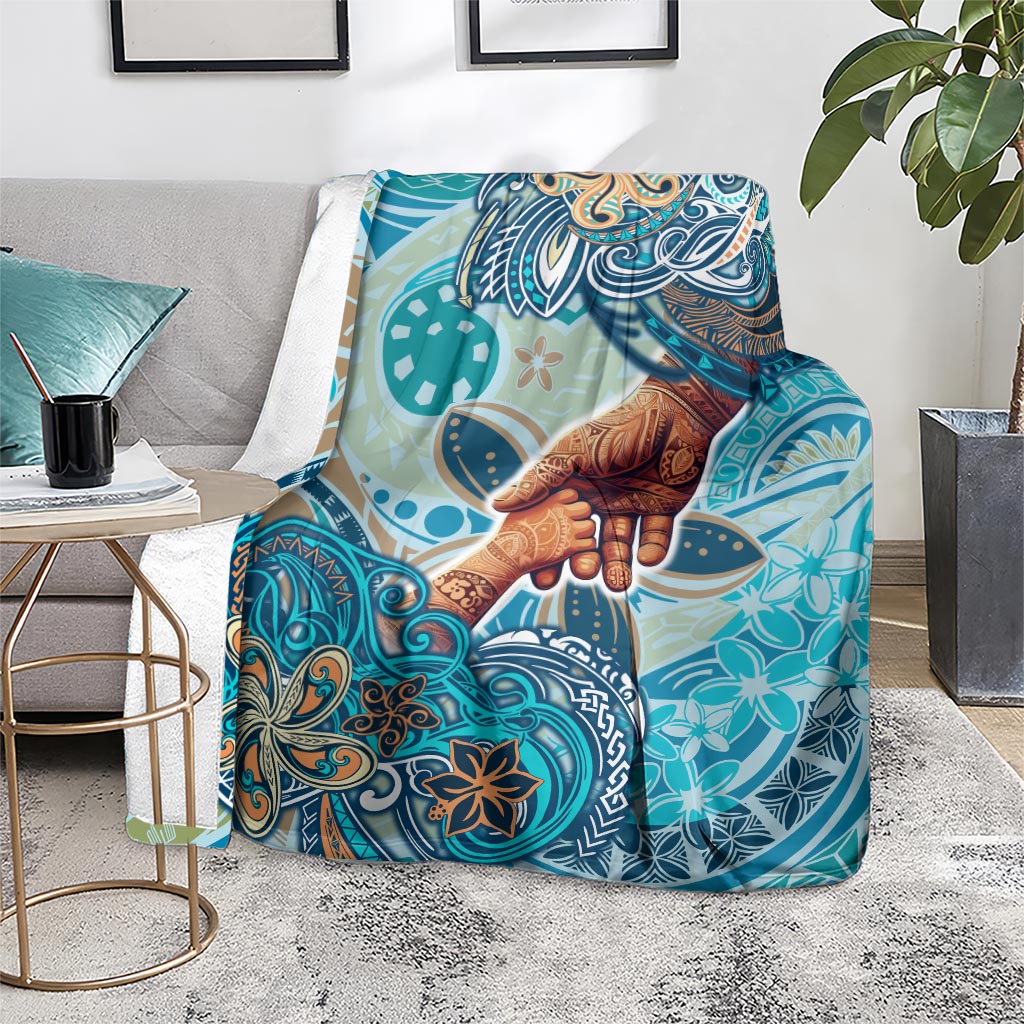Hand In Hand Father's Day Polynesian Blanket Tribal Flower Pattern DT02 - Polynesian Pride