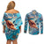 Hand In Hand Father's Day Polynesian Couples Matching Off Shoulder Short Dress and Long Sleeve Button Shirt Tribal Flower Pattern