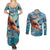 Hand In Hand Father's Day Polynesian Couples Matching Summer Maxi Dress and Long Sleeve Button Shirt Tribal Flower Pattern