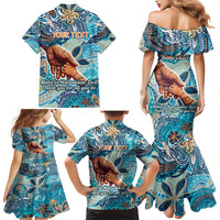 Hand In Hand Father's Day Polynesian Family Matching Mermaid Dress and Hawaiian Shirt Tribal Flower Pattern