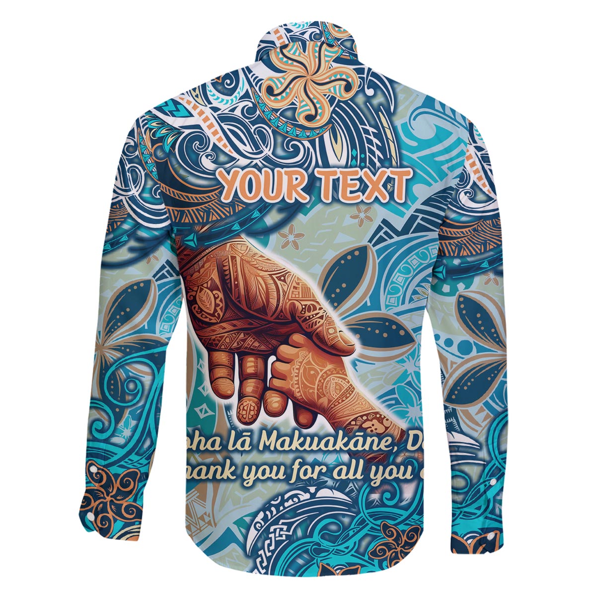 Hand In Hand Father's Day Polynesian Family Matching Off The Shoulder Long Sleeve Dress and Hawaiian Shirt Tribal Flower Pattern