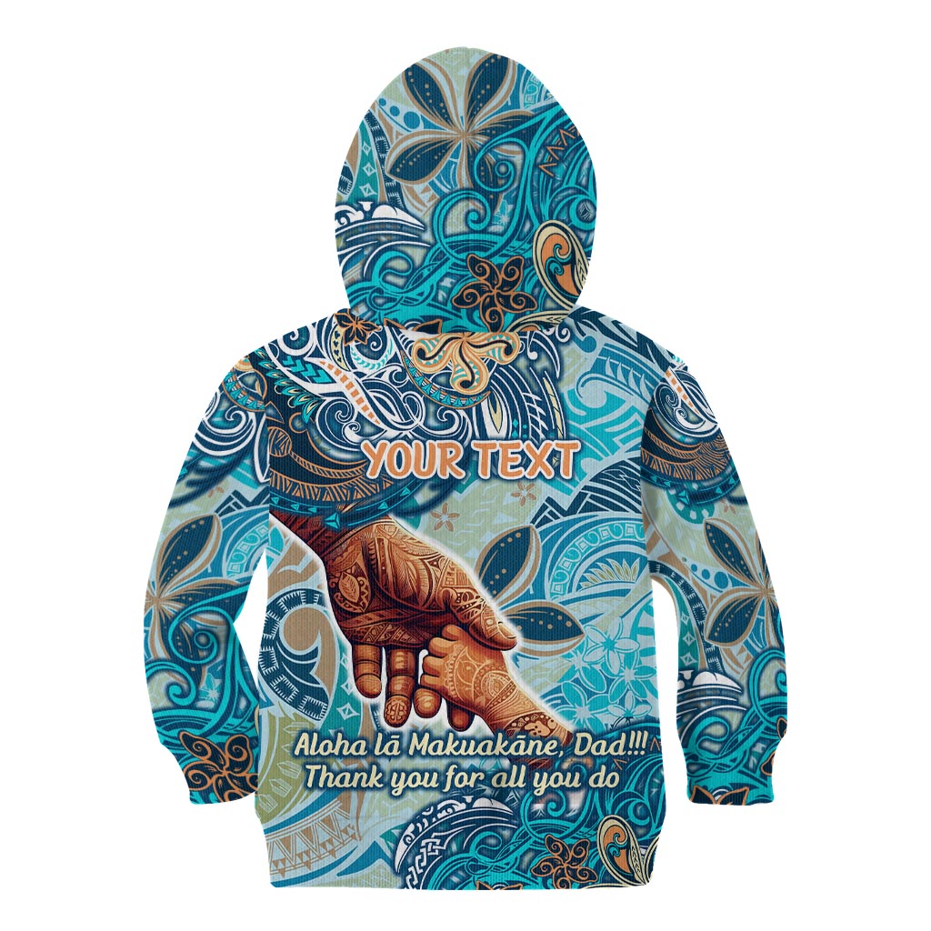 Hand In Hand Father's Day Polynesian Kid Hoodie Tribal Flower Pattern