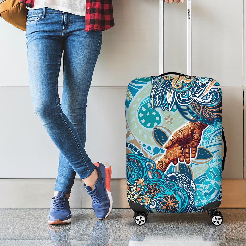Hand In Hand Father's Day Polynesian Luggage Cover Tribal Flower Pattern DT02 - Polynesian Pride