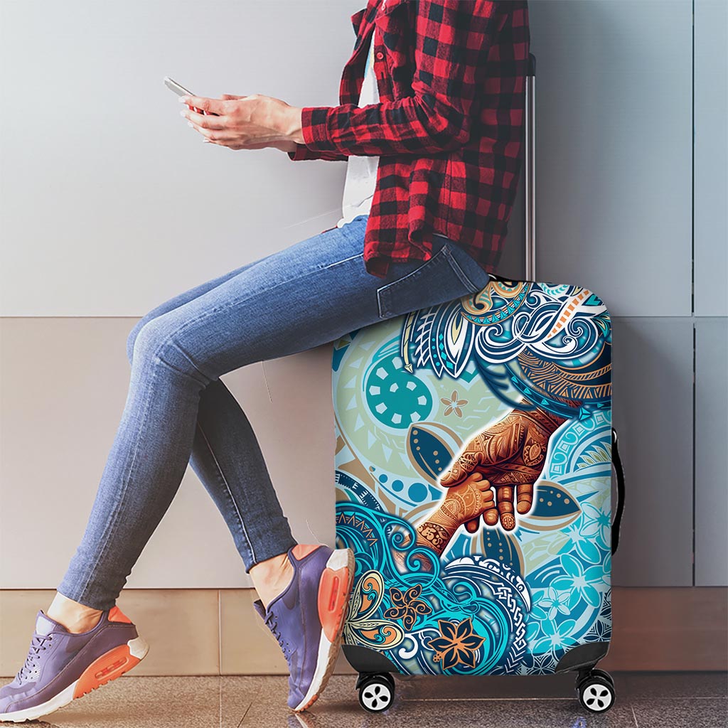 Hand In Hand Father's Day Polynesian Luggage Cover Tribal Flower Pattern DT02 - Polynesian Pride