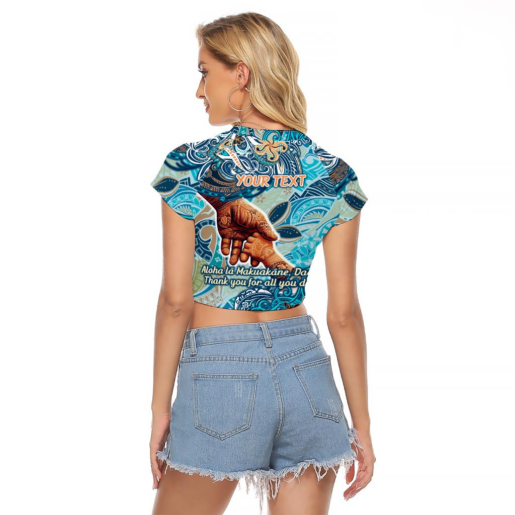 Hand In Hand Father's Day Polynesian Raglan Cropped T Shirt Tribal Flower Pattern