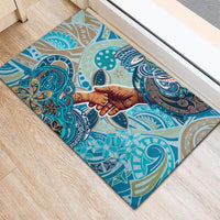 Hand In Hand Father's Day Polynesian Rubber Doormat Tribal Flower Pattern DT02 - Polynesian Pride