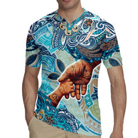 Hand In Hand Father's Day Polynesian Rugby Jersey Tribal Flower Pattern