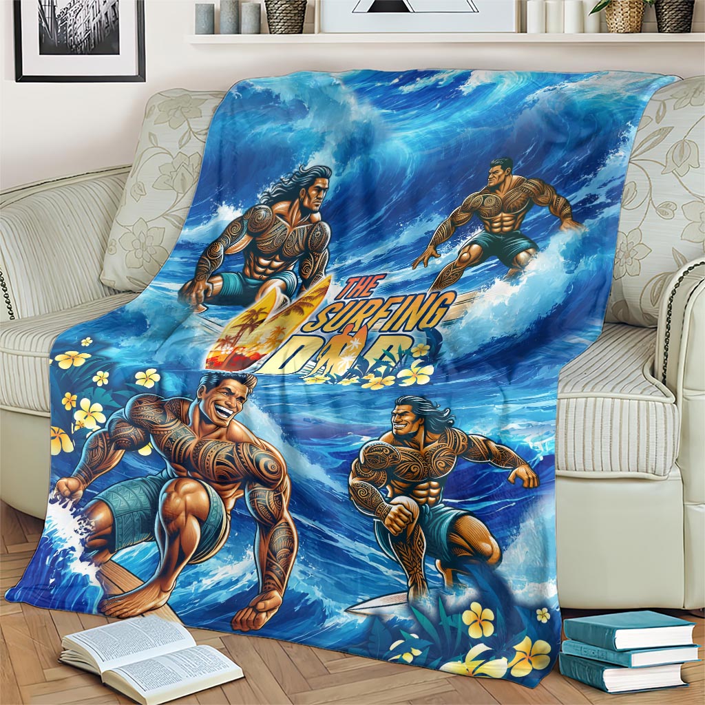 Hawaii Father's Day Blanket The Surfing Dad Polynesian Tattoo DT02 - Polynesian Pride