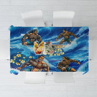 Hawaii Father's Day Tablecloth The Surfing Dad Polynesian Tattoo DT02 Blue - Polynesian Pride